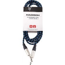 Madison MIC030-3M-BBL Örgülü Gitar Kablosu (3m Siyah-Mavi) | Çizgili Tasarım Karışmayı Önler