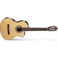 Cort Endonezya Cort AC160CFNAT Cutaway Elektro Klasik Gitar (Orta Seviye) | Ladin Kapak, Dahili Preamp ve Eq Sistemi, Kesik Kasa (Cutaway) Tasarımı