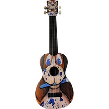 Hawiian Hawaiian XU21DOG Soprano Ukulele - Köpek Desenli (Tasarım Seri - 21 Inç) | Köpek Grafik Baskılı Gövde, Net ve Tatlı Sesler, Dayanıklı Konstrüksiyon | Ölçü: 21 Inç / 53 cm (Standart Soprano Boy)