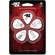 Planet Waves 1CWH4-10JS Joe Satriani Orta (Medium) Gitar Penası - Beyaz (10'lu Paket - Koleksiyonluk) | Sanatçı Imza Serisi, Dengeli Sertlik ve Profesyonel Kontrol