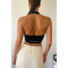 Exalted Halter Neck Siyah Crop Top