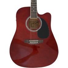 Almira F650N-WRC Elektro Akustik Gitar - Şarap Kırmızısı (Başlangıç/orta - Cutaway Kasa) | Wine Red Finish, Dahili Preamp ve Pil Göstergesi, Çelik Teller | Ölçüler: 41 Inç Standart Dreadnought