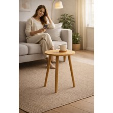 Peka Zigon Sehpa Tekli Yuvarlak Sehpa Çay Sehpası Servis Sehpası Ahşap Ayaklı