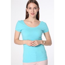 1064 Ön Arka Havuz Yaka T-Shirt