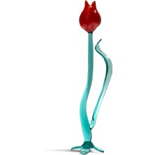 Lale Kırmızı Renk Cam Sanatı El Yapımı