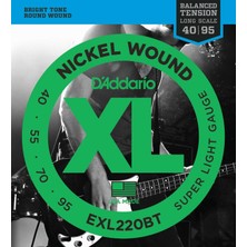 D'addario EXL220BT Xl Nickel Serisi Bas Gitar Tel Seti (Super Light - 40-95 - Balanced Tension)