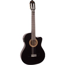 Valencia VC104TCEBK Elektro Klasik Gitar Cutaway (Siyah) | Kesik Kasa - Ekolayzırlı - Sap Çelikli
