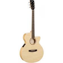 Cort Endonezya Cort Sfx-Fmnat Elektro Akustik Gitar - Naturel (Profesyonel) | Ince Kasa (Sfx Body) Tasarımı, Alevli Akçaağaç (Flame Maple) Arka ve Yanlar, Gelişmiş Preamp Sistemi
