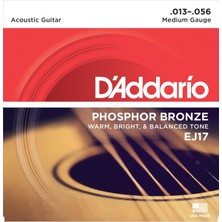 D'addario EJ17 Phosphor Bronze Akustik Gitar Tel Seti - 13-56 Medium (Profesyonel) | Fosfor Bronz Sargı, Sıcak ve Zengin Tonlar, Yüksek Ses Hacmi ve Dayanıklılık