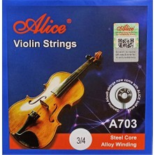 Alice A703-34 Keman Teli Seti (Eğitim - Keman Aksesuarı) | Çelik Çekirdek, Paslanmaya Dayanıklı Alaşım Sargı, Ekonomik ve Uzun Ömürlü | Uyum: 3/4 Boy Kemanlar Için Özel