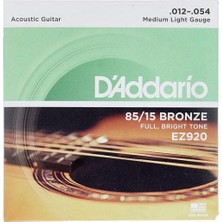 D'addario EZ920 Ez Serisi Akustik Gitar Tel Seti (Medium Light - 85/15 Bronze - 12-54)
