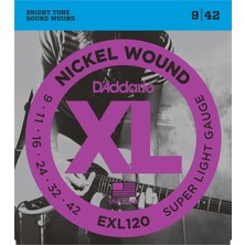 D'addario EXL120 Xl Nickel Serisi Elektro Gitar Tel Seti (Super Light - 09-42)