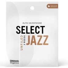 D'addario ORRS03ASX3S Organic Select Jazz Unfiled Alto Saksafon Kamışı No: 3 Soft (Profesyonel/caz) - 3'lü Paket | Kimyasalsız Organik Tarım Sertifikalı ve Net Caz Tınısı