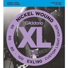 D'addario EXL190 Xl Nickel Serisi Bas Gitar Tel Seti (Custom Light - 40-100 - Long Scale)