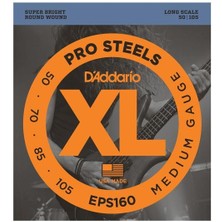 D'addario EPS160 Xl Prosteels Serisi Bas Gitar Tel Seti (Medium Tension - 50-105 - Paslanmaz Çelik)
