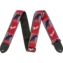 Fender 0990682000 Monogrammed Gitar Askısı (Kırmızı/beyaz/mavi) | Ikonik Fender Monogram Logosu Ayarlanabilir Uzunluk ve Yastıklı Polyester Yapı