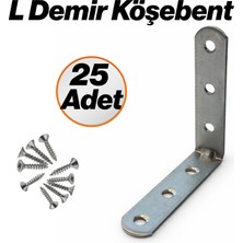 Badem10 L Demir Gönye Oval Başlı 15X65X65 mm 25 Adet Mobilya Raf Dolap Köşe Bağlantı Sabitleme Aparatı