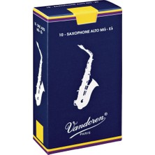 Vandoren SR213 Traditional Alto Saksafon Kamışı No: 3.0 (Profesyonel) - 10'lu Paket | Net ve Kararlı Ses Üretimi, Geleneksel Mavi Kutu