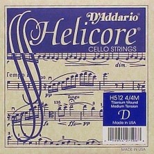 D'addario H512 Helicore Tek Çello Re (D) Teli (4/4) | Titanyum Sarım ile Net Tını Çok Lifli Çelik Öz ve Hızlı Yay Tepkisi