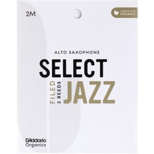 D'addario ORSF03ASX2M Organic Select Jazz Filed Alto Saksafon Kamışı No: 2 Medium (Profesyonel/caz) - 3'lü Paket | Kimyasalsız Organik Tarım Sertifikalı, Parlak ve Net Ton