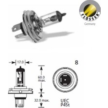 Otohousse Flösher H4 Halojen Far Ampülü 12 Volt 60/55 Watt