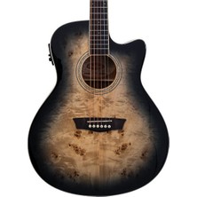 Washburn Dfbaceb Deep Forest Burl Ace Black Fade Elektro Akustik | Şık Siyah Fade Cila Gelişmiş Elektronikler