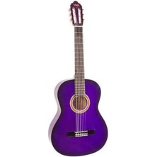 Valencia VC103TPPS 3/4 Klasik Gitar - Mor Sunburst (Başlangıç Seviyesi) | Sap Ayar Çeliği (Truss Rod), Canlı Mor Tonları, Orta Boyutlu Kasa Avantajı ve Kararlı Akort Yapısı