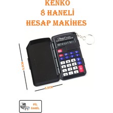 Kenko 8 Haneli Cep Tipi Hesap Makinesi KK-568A Kapaklı Siyah Renkli Mini Model