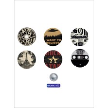 On Dijital Baskı Merkezi Vintage Temalı 6 Adet Rozet Seti