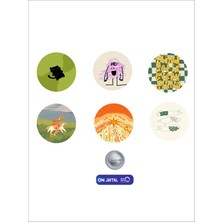 On Dijital Baskı Merkezi Renkli Temalı 6 Adet Rozet Seti