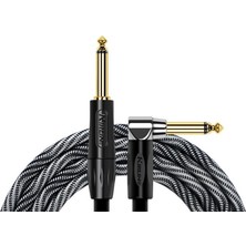 Kirlin Kırlın IWB-202BFGL-3M-WBW L Uçlu Enstrüman Kablosu (3 Metre) | Beyaz-Siyah Şık Dokuma Düşük Kapasitans Değeri ile Kristal Netliğinde Tizler