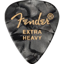 Fender 1980351643 351 Premium Extra Heavy Gitar Penası (Black Moto) | Klasik Siyah Inci Görünüm Sert Vuruşlar Için Dayanıklı Selüloit