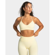Teveo Pastel Sarı Lift Bra - Ince Askılı Seamless Spor Sütyeni