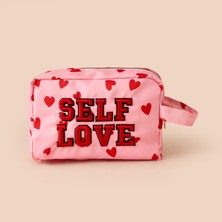 Simple Living Pembe Self Love Kozmetik Çantası 21X12X8 cm Fermuarlı Taşıma Kolaylığı ile