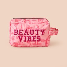 Simple Living Beauty Vibes Pembe Kozmetik Çantası 21 x 12 x 8 cm Minimal Taşıma Kolaylığı