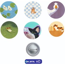 On Dijital Baskı Merkezi Sevimli Hayvanlar Temalı 6 Adet Rozet Seti