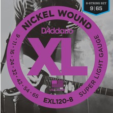D'addario EXL120-8 Xl Nickel Serisi Elektro Gitar Tel Seti (Super Light - 09-65 - 8 Telli)