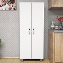 Minar 2 Kapaklı Çok Amaçlı 150 cm Boy Dolabı - Beyaz
