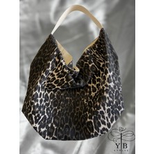 El Yapımı Leopar Kot Çanta