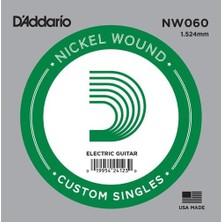 D'addario NW060 Nickel Wound Elektro ve Akustik Gitar Tek Teli - .060 (Aksesuar) | Bariton ve Drop Akortlar Için Özel Kalınlık, Derin Bas Frekansları ve Yüksek Mukavemet