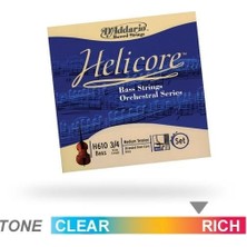 D'addario H610 Helicore Kontrabas Tel Seti (3/4) | Orkestral Kullanım Için Çok Lifli Çelik Öz Krom Sarım ile Zengin ve Sıcak Tını