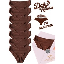 Daily Nuuds Günlük Kesim Kadın Iç Çamaşırı (Xs–xl Tek Beden) – Kahve (Hot Cocoa) | 7’li Multipack