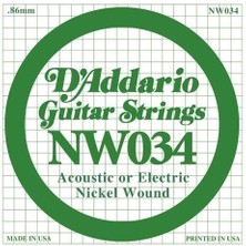 Daddario NW034 Elektro ve Akustik Tek Tel | Nickel Wound, .034