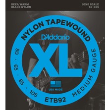 D'addario ETB92 Xl Nylon Tapewound Serisi Bas Gitar Tel Seti (Medium Tension - 50-105 - Naylon)