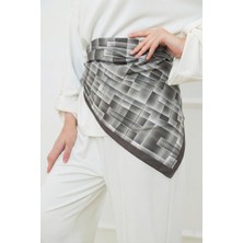Hawwa Gri Mimari Desenli Bandana Fular