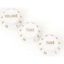 Fender 0992035000 Stratocaster Düğme Seti (Beyaz - Volume/tone) | Standart Beyaz Renk Orijinal Fender Stratocaster Düğmeleri