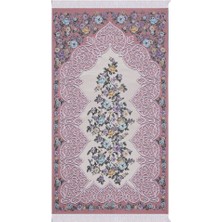 Bursa İpek Pembe Floral Desen Ipeksi Goblen Seccade