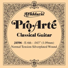 D'addario J4506 Pro-Arte Klasik Gitar Tek Teli - E/mi Notası (Aksesuar) | Normal Tansiyon (Normal Tension), Gümüş Kaplama Sargı ve Berrak Ton Karakteri