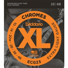 D'addario ECG23 Xl Chromes Flatwound Elektro Gitar Tel Seti (Profesyonel) | Extra Light 10-48 Kalınlık, Pürüzsüz Cilalı Yüzey ve Dip Gürültüsüz Geçişler