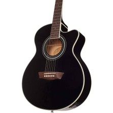 Washburn EA12B Mini Jumbo Elektro Akustik Gitar - Siyah (Profesyonel - Festival Serisi) | Dar Kasa (Mini Jumbo), Ihlamur Gövde, Dahili Preamp ve Akort Cihazı | Ölçüler: 648 mm Skala Uzunluğu